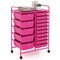 Costway 15 Drawer Rolling Storage Cart Tools Scrapbook Paper Office School Organizer Multicolored/Pink/Grey/Hot Pink/White/Black/Clear/Multicolor/Colorful/Mixed Pink
